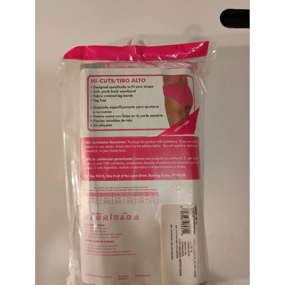 Fruit of the Loom fit for Me Heather Hi-Cuts Panties Size 11 Comfort Leg Bands